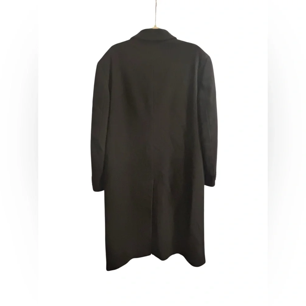 Andrew Fezza Men's Double Breasted Cashmere  Blend Italian Black Trench Coat 40R